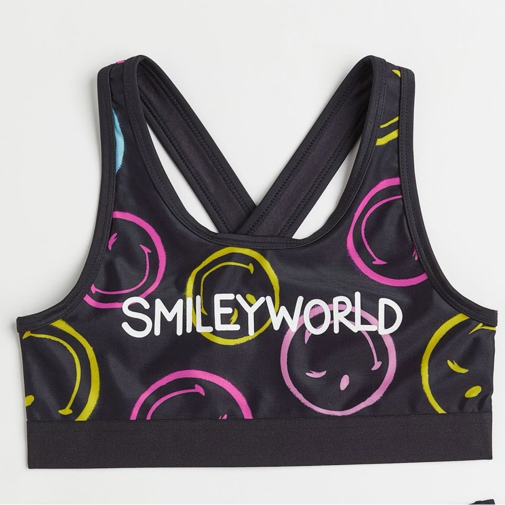 (NWT) H&M smiley world sports bra